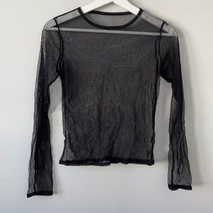 BRANDY MELVILLE BLACK MESH LONG SLEEVE TOP